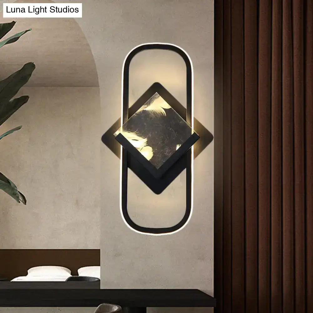 Modern led acrylic wall mount lamp black geometric bedroom sconce