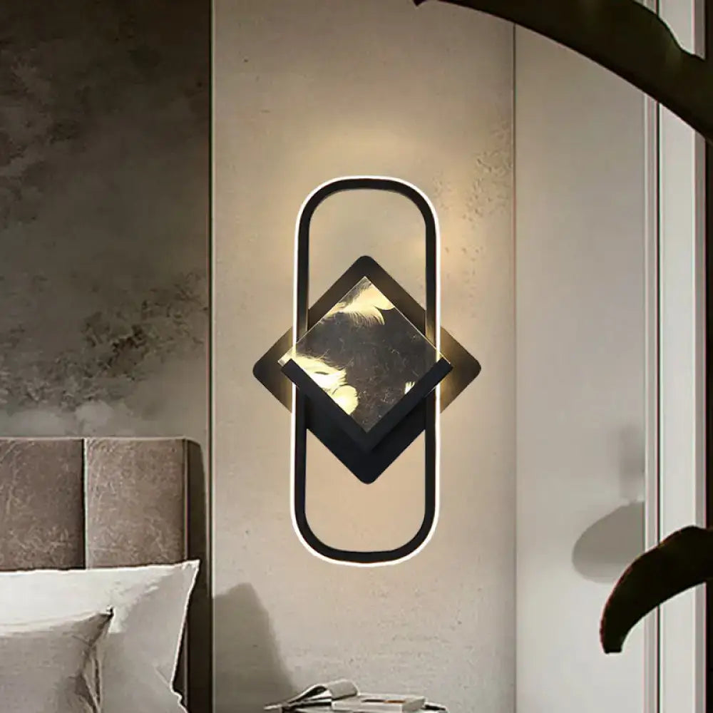 Modern led acrylic wall mount lamp black geometric bedroom sconce