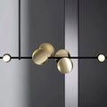 DecorBites modern LED black metal chandelier ceiling light with sleek frame and brushed gold accents for dining room