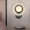 Modern led wall mount lamp with clear rectangle cut crystals bedroom