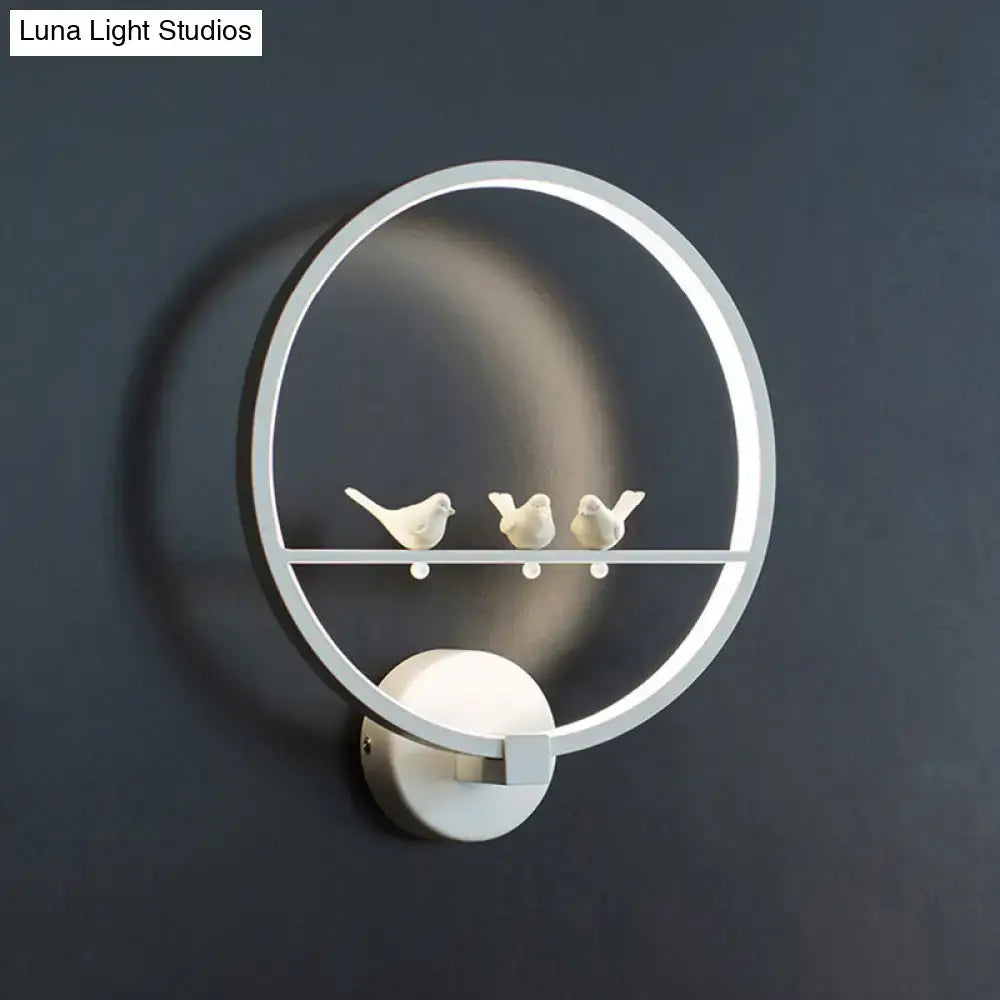 Modern led white bird circle wall lamp for bedroom
