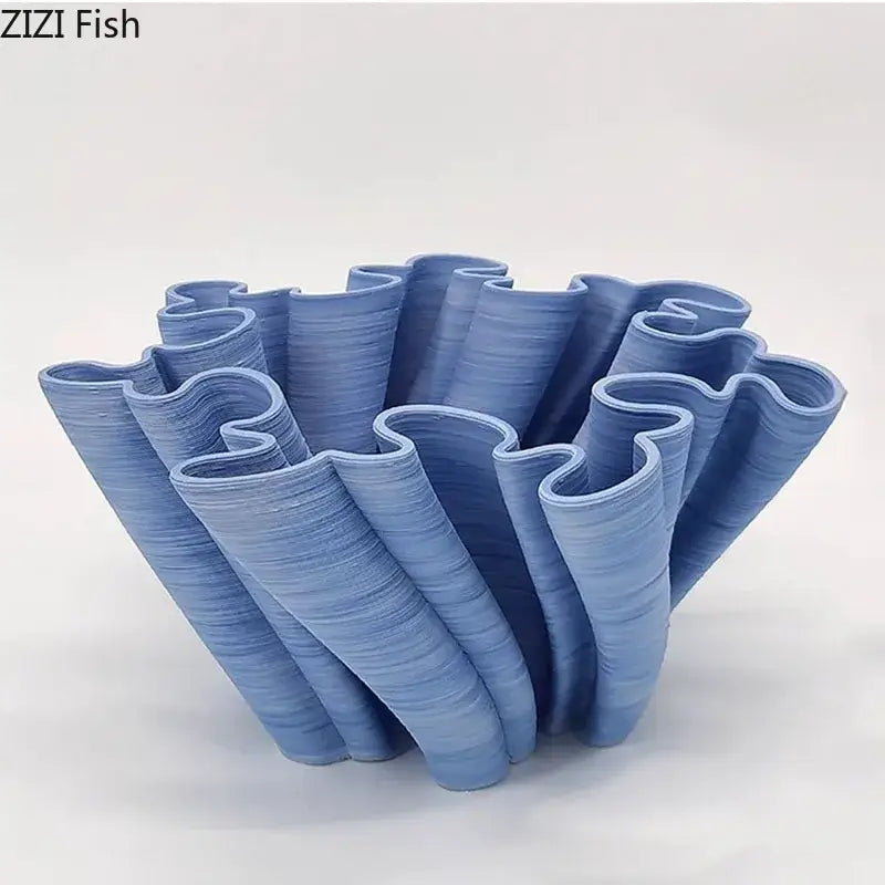 Modern light blue bud shape ceramic vase living room coral decor