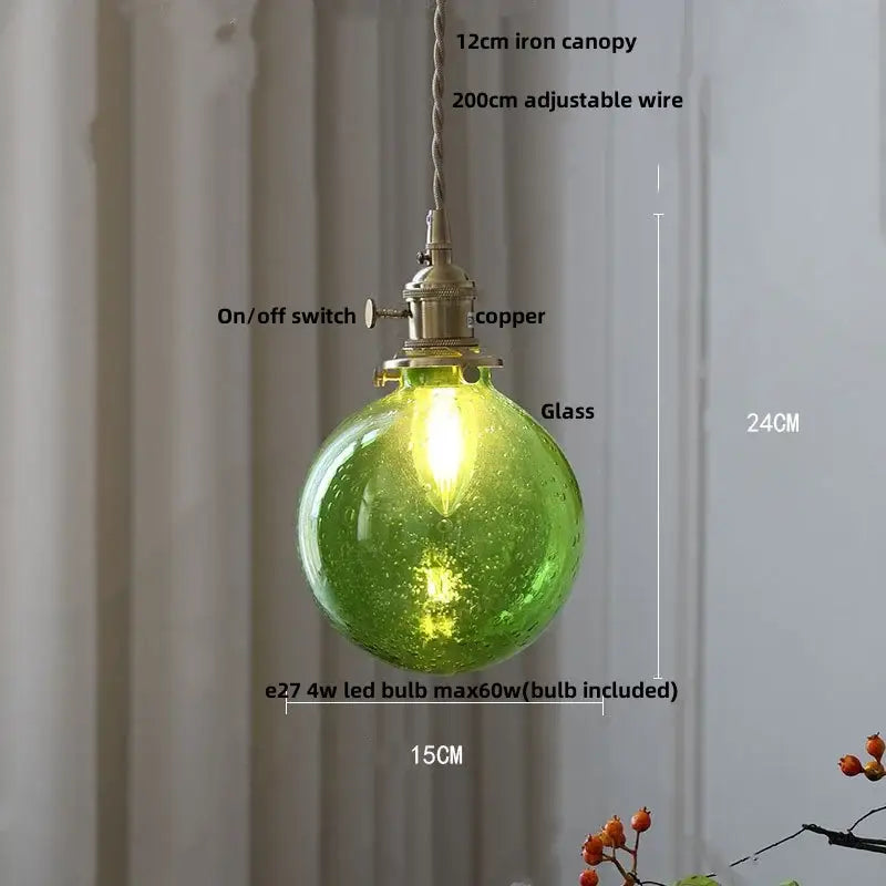 Modern lime & teal bubble glass ball pendant light – living room