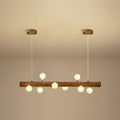Rustic wooden log pendant light with six frosted glass globe bulbs by DecorBites brown modern linear island pendant lamp