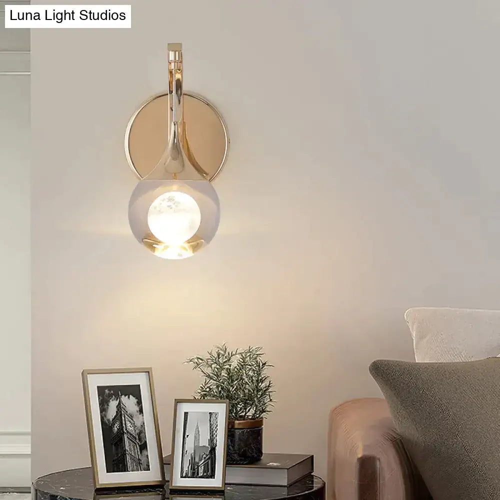 Modern luxurious crystal led wall sconce gold curved lamp for bedroom