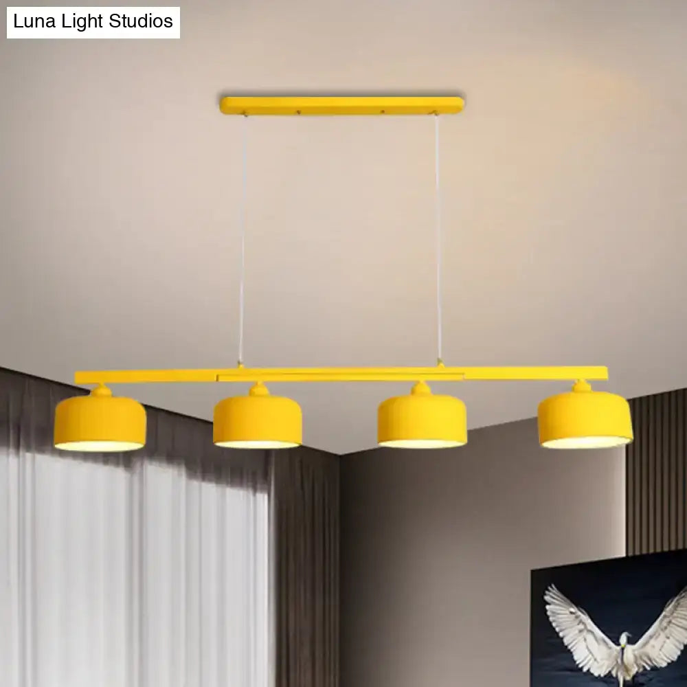 Modern macaron drum gray 4 light chandelier dining room pendant