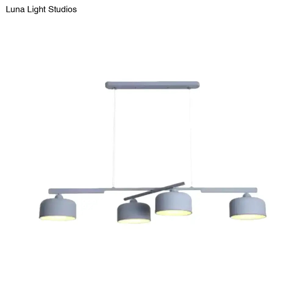 Modern macaron drum gray 4 light chandelier dining room pendant
