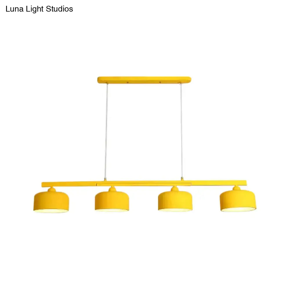 Modern macaron drum gray 4 light chandelier dining room pendant