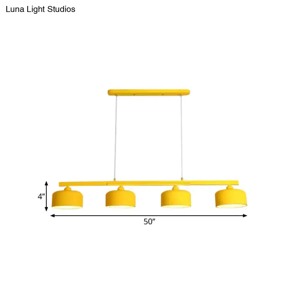 Modern macaron drum gray 4 light chandelier dining room pendant