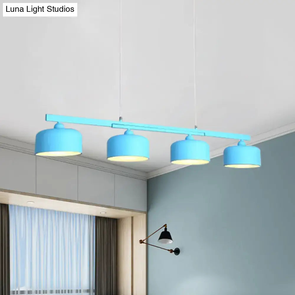 Modern macaron drum gray 4 light chandelier dining room pendant