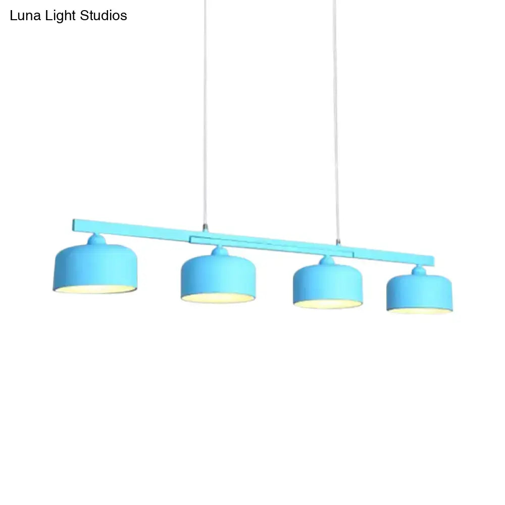 Modern macaron drum gray 4 light chandelier dining room pendant