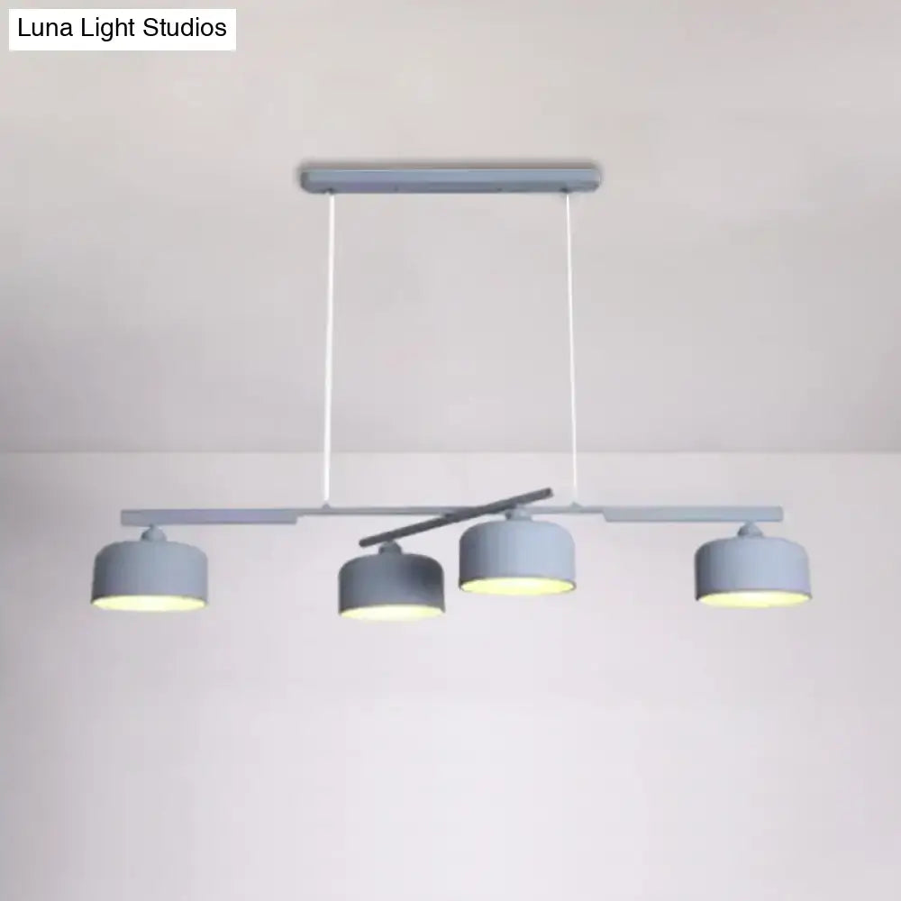 Modern macaron drum gray 4 light chandelier dining room pendant