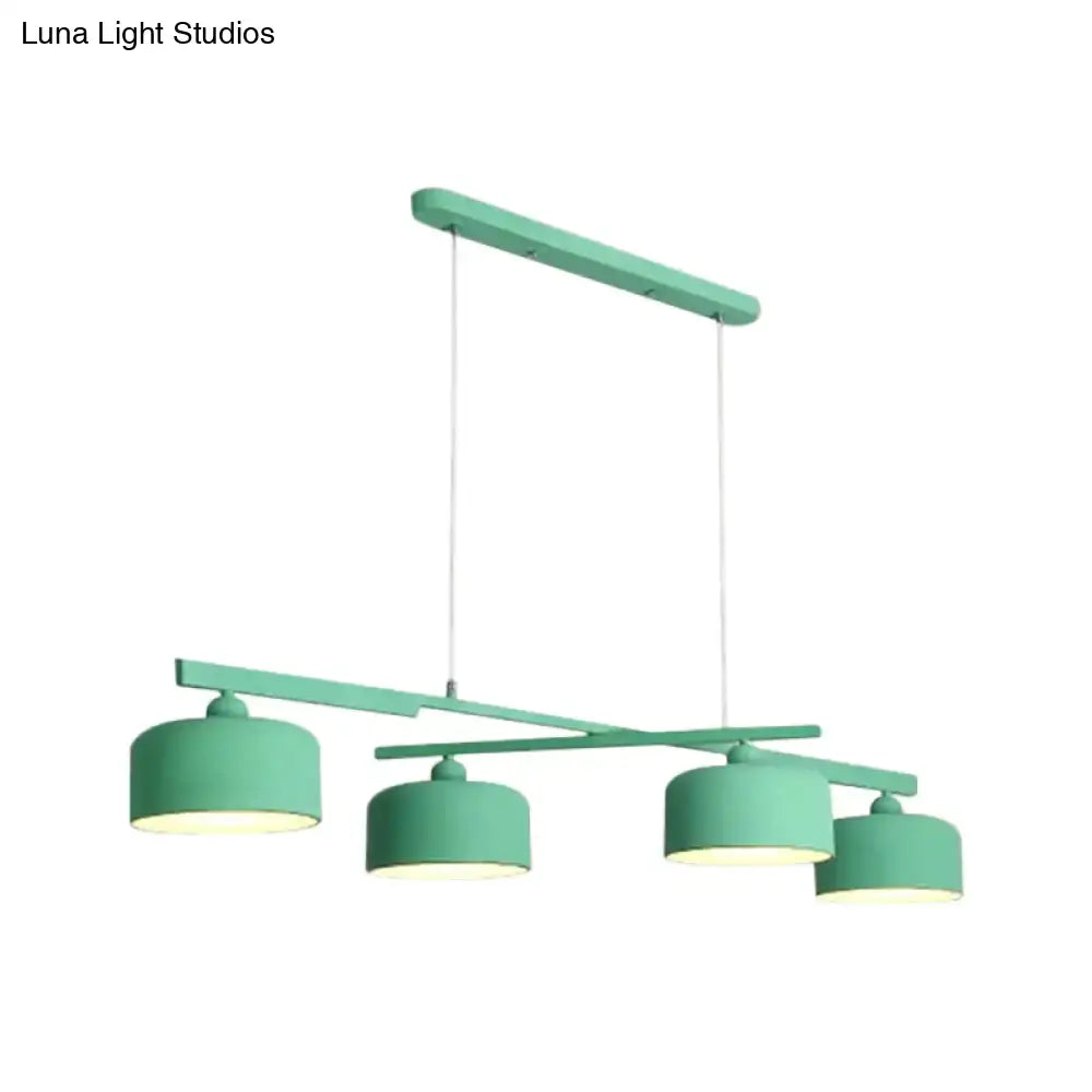 Modern macaron drum gray 4 light chandelier dining room pendant
