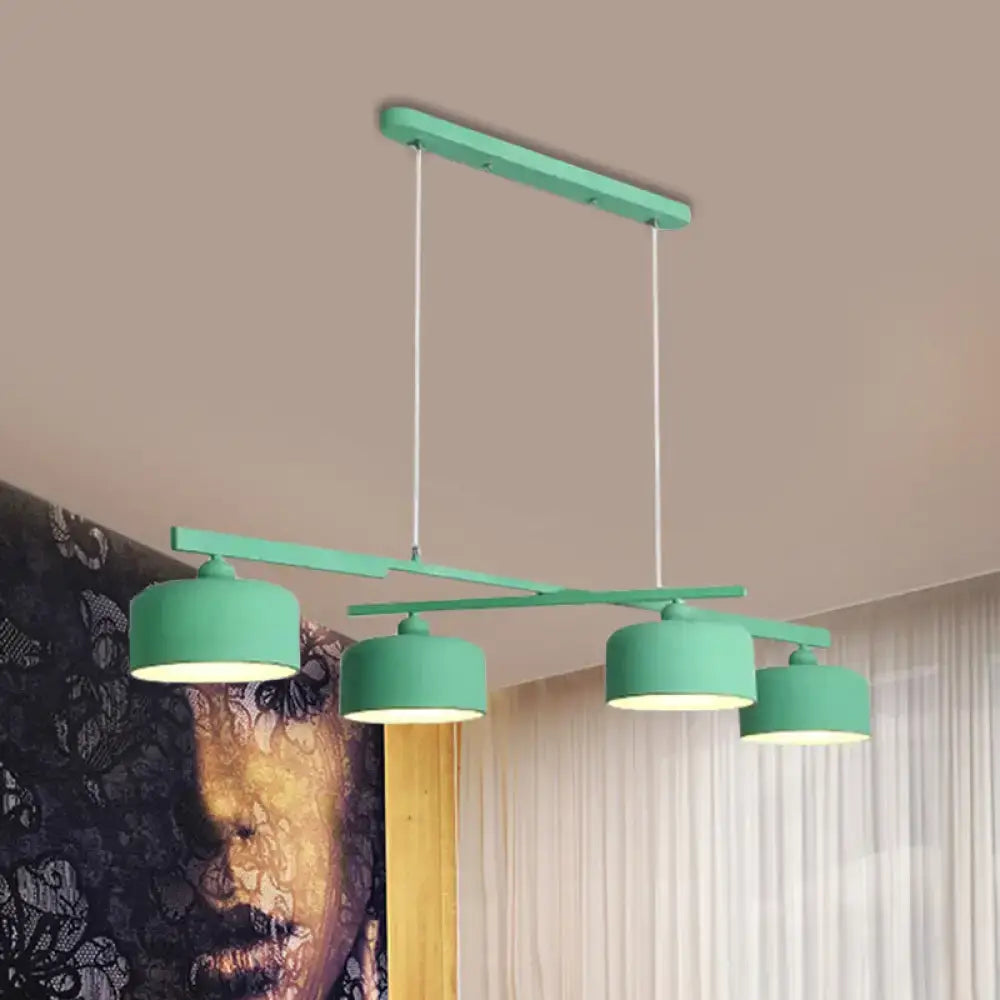 Modern macaron drum gray 4 light chandelier dining room pendant