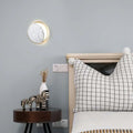 Circular wall-mounted mirror with gold led wall light and marble gold led frame for modern bedroom use