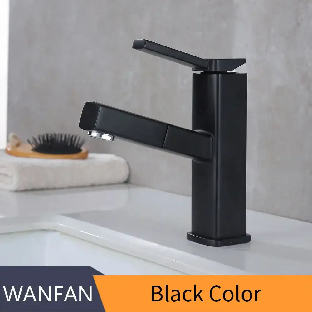 Modern matte black basin faucet bathroom rectangular mixer tap
