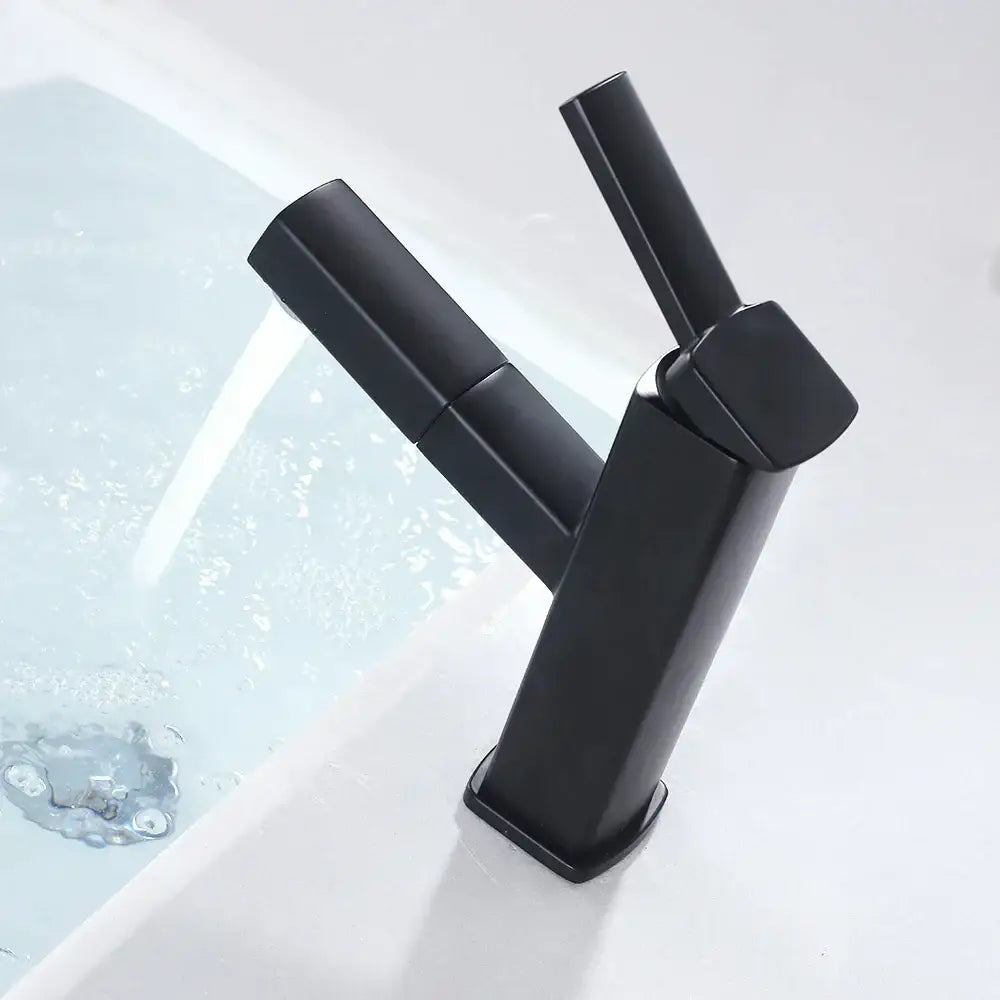 Modern matte black basin faucet bathroom rectangular mixer tap