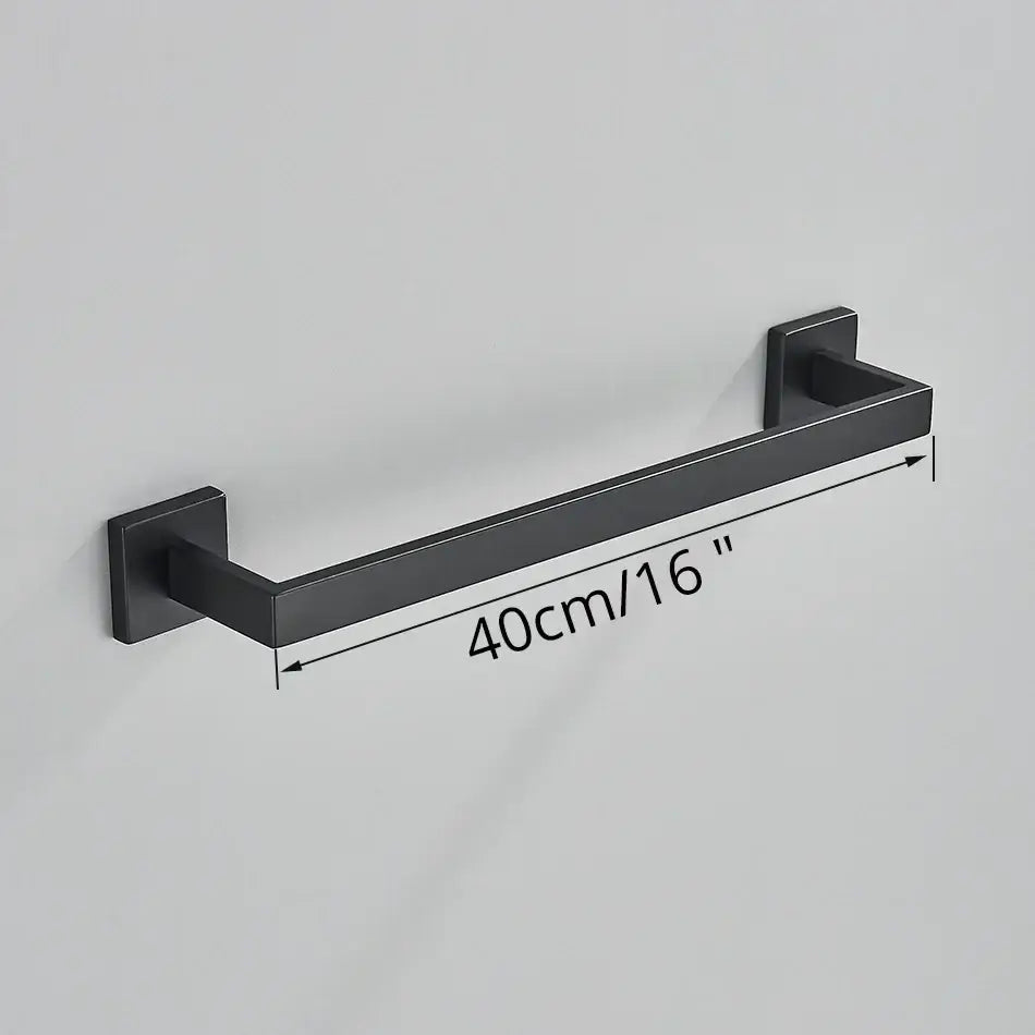 Modern matte black bathroom accessories set – bathroom towel rack