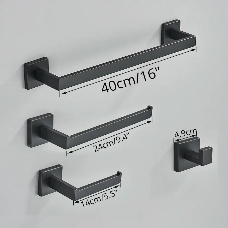 Modern matte black bathroom accessories set – bathroom towel rack