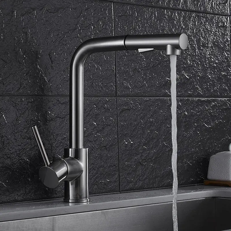 Modern matte black brass brushed nickel kitchen faucet pull out spray