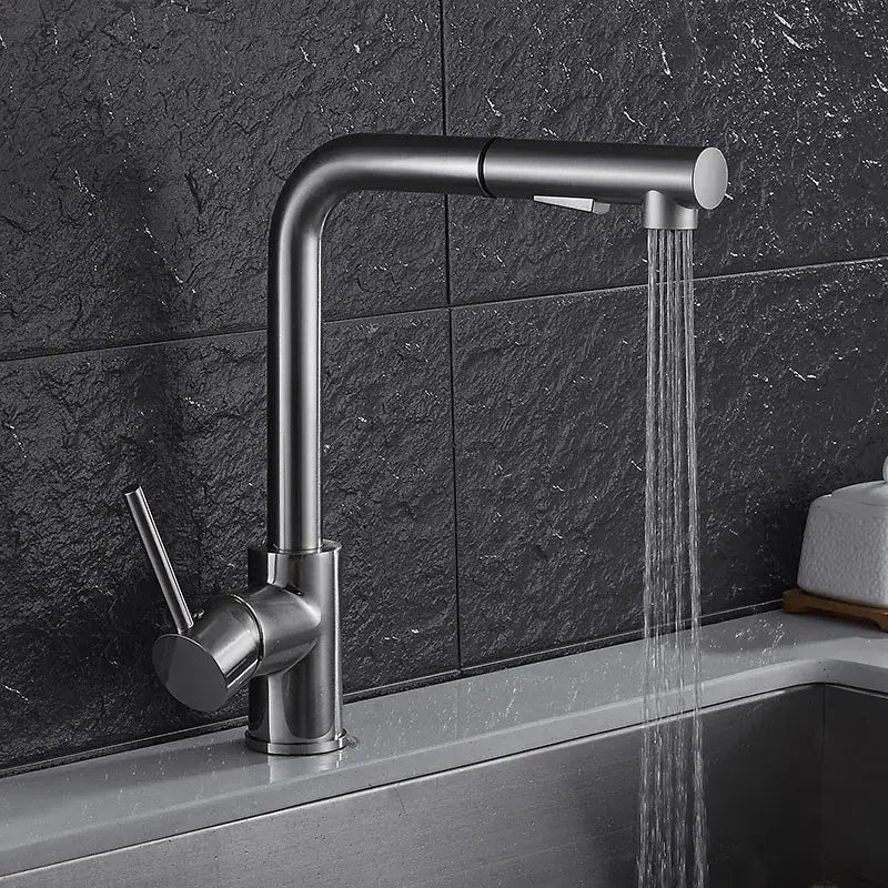 Modern matte black brass brushed nickel kitchen faucet pull out spray