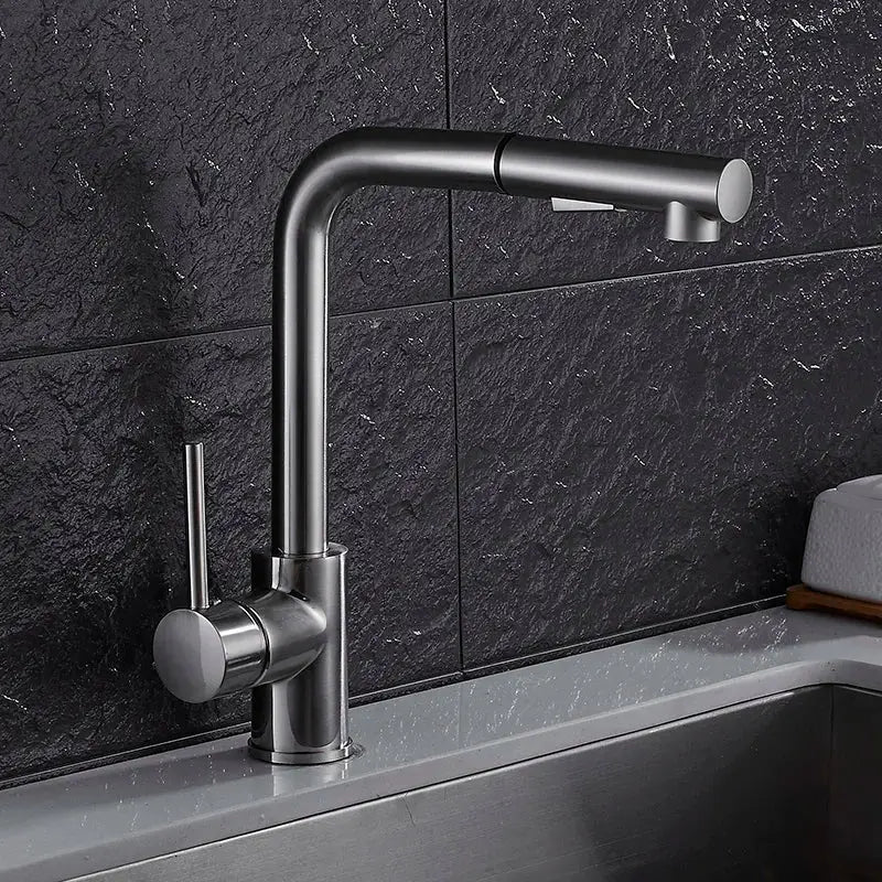 Modern matte black brass brushed nickel kitchen faucet pull out spray