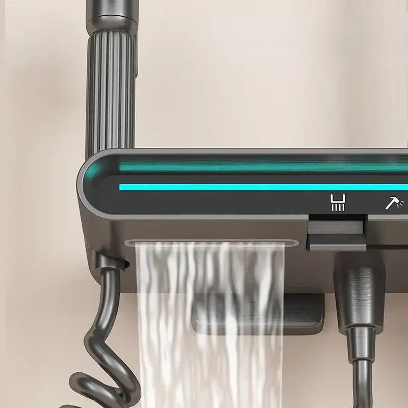 طقم صنبور دش نحاسي أسود مطفأ حديث مع شاشة LED للحمام