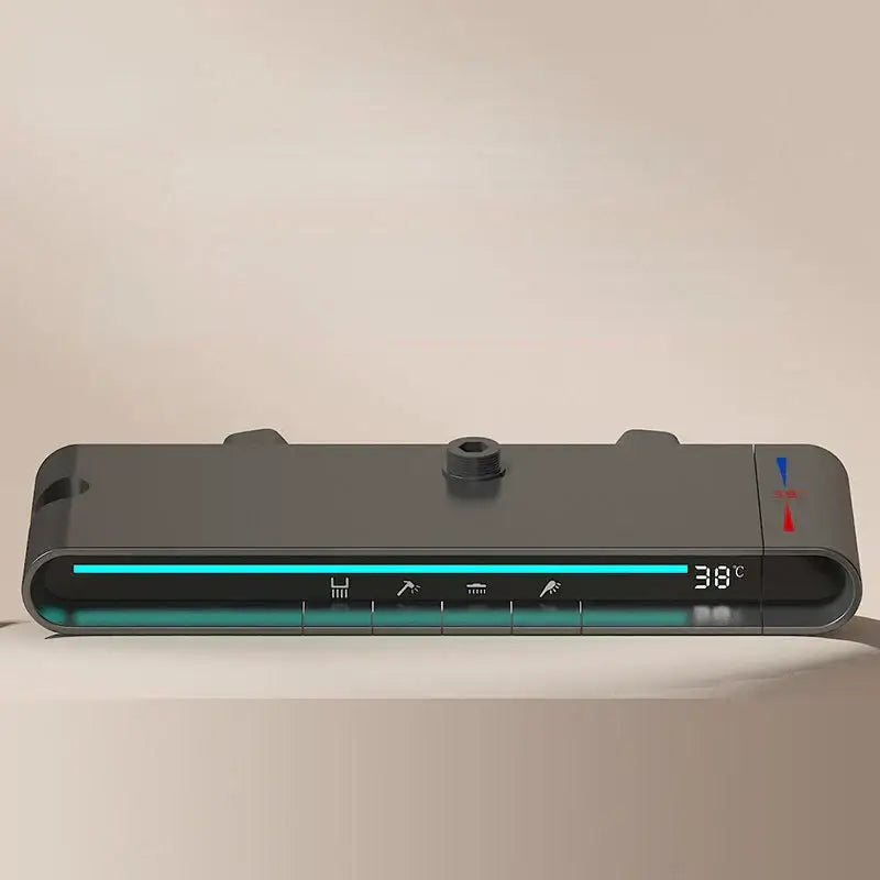 طقم صنبور دش نحاسي أسود مطفأ حديث مع شاشة LED للحمام