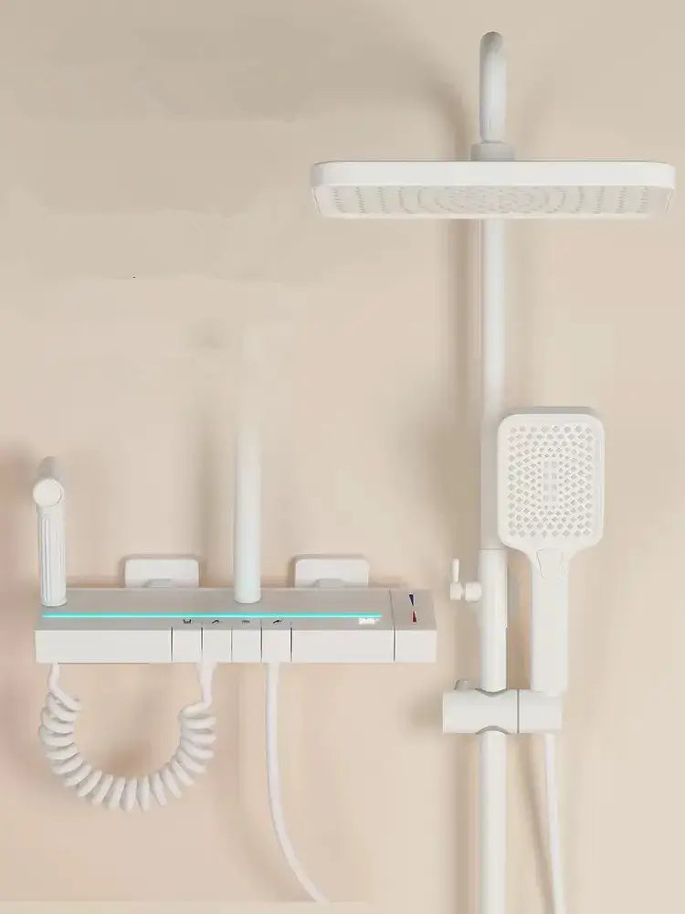 طقم صنبور دش نحاسي أسود مطفأ حديث مع شاشة LED للحمام
