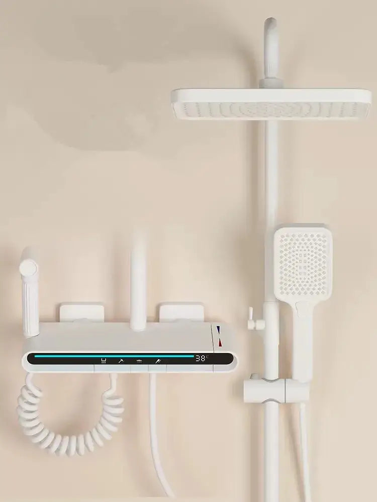 طقم صنبور دش نحاسي أسود مطفأ حديث مع شاشة LED للحمام