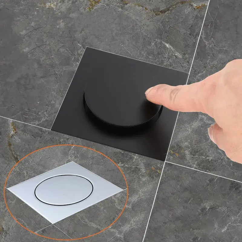 Modern matte black brass shower floor drain bathroom waste square