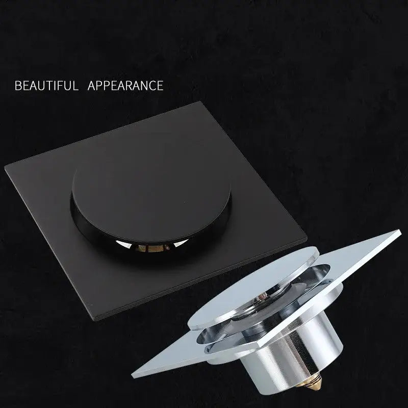 Modern matte black brass shower floor drain bathroom waste square