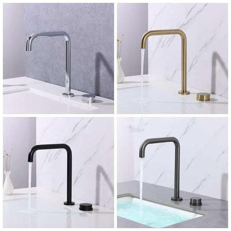 Modern matte black & brushed gold basin faucet kitchen 360 rotation
