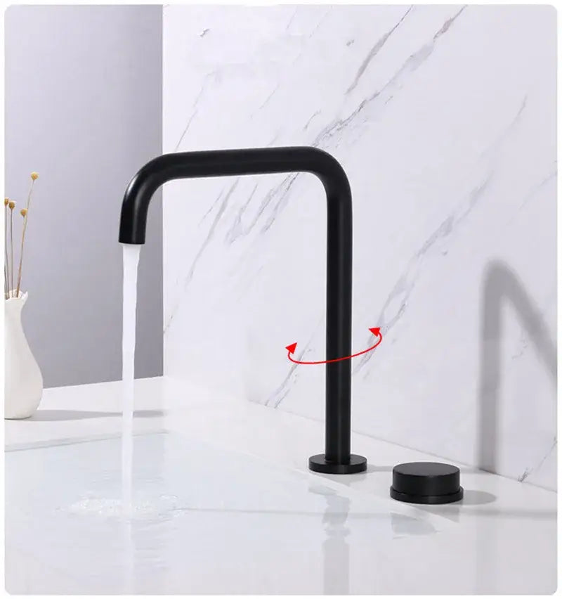 Modern matte black & brushed gold basin faucet kitchen 360 rotation