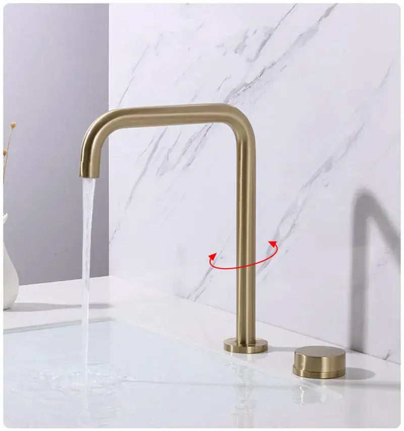 Modern matte black & brushed gold basin faucet kitchen 360 rotation