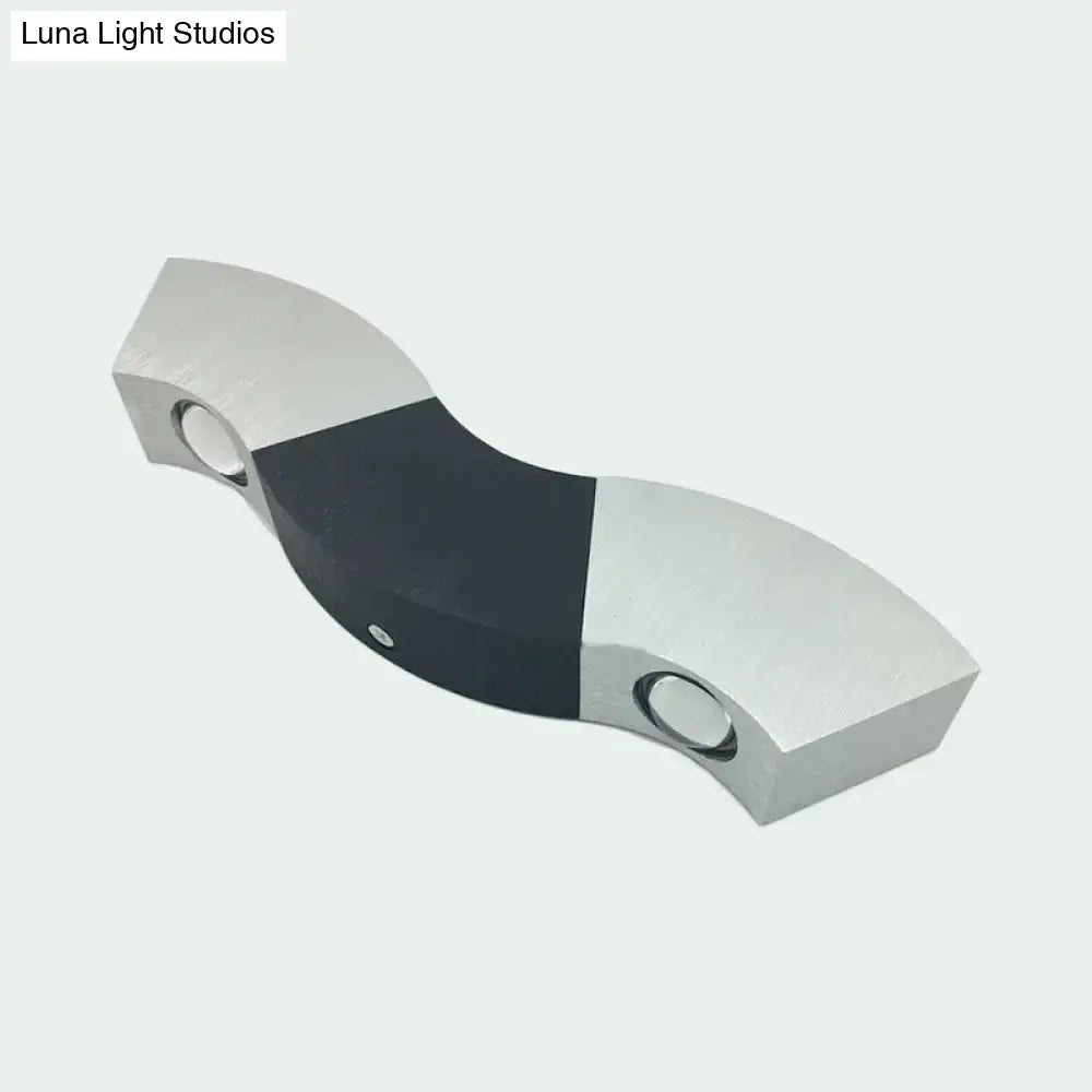 Modern matte black & gray sconce light bedroom aluminum wave design