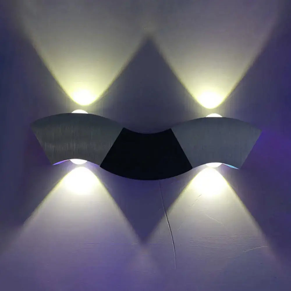 Modern matte black & gray sconce light bedroom aluminum wave design