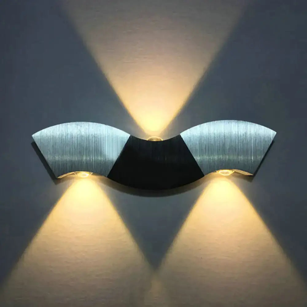 Modern matte black & gray sconce light bedroom aluminum wave design