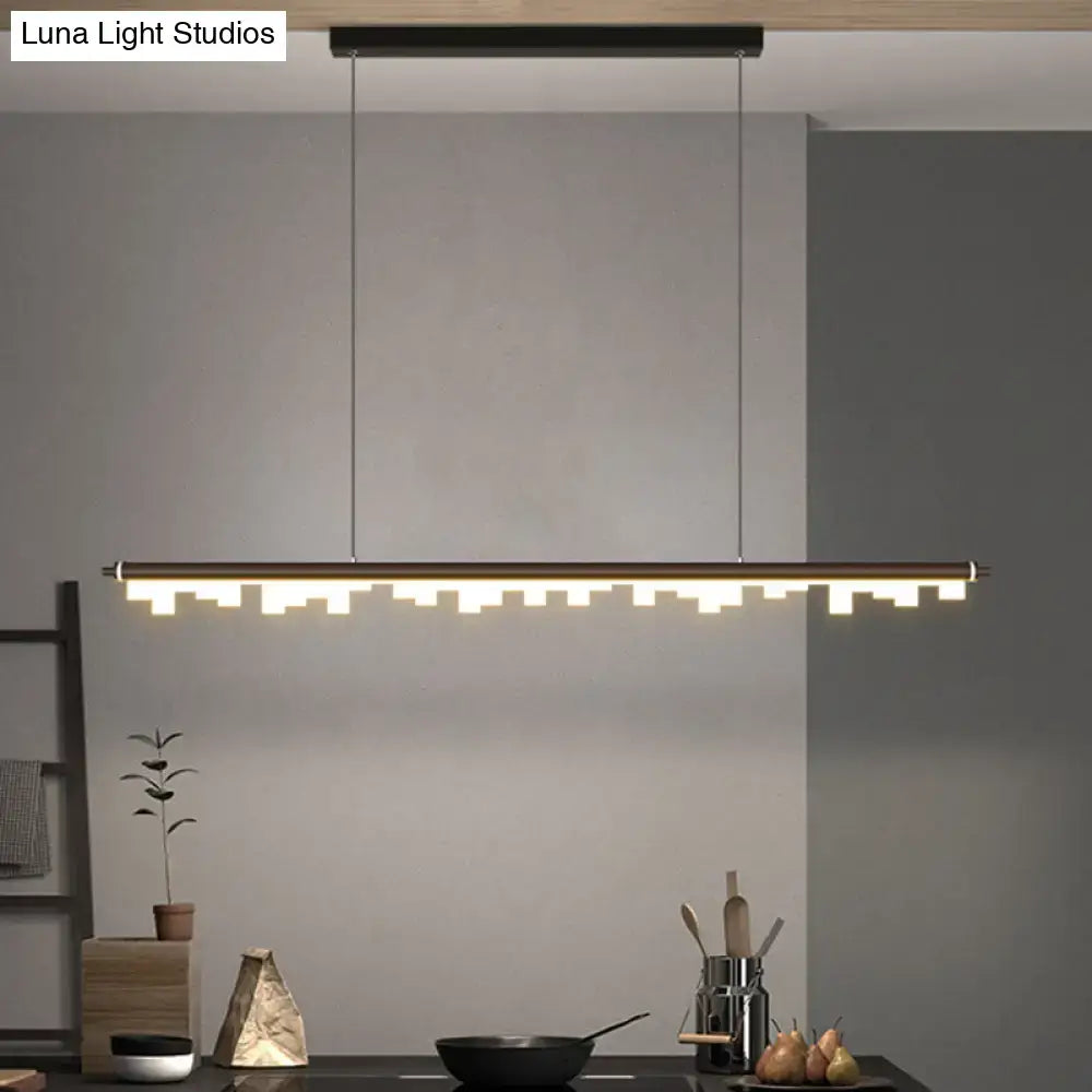 Modern matte black led island light kitchen acrylic shade warm white