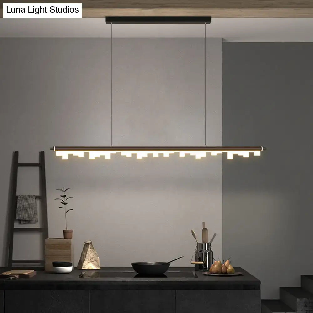 Modern matte black led island light kitchen acrylic shade warm white