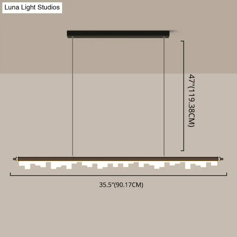 Modern matte black led island light kitchen acrylic shade warm white