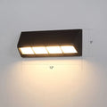 Modern matte black led outdoor wall sconce with four illuminated panels bulb included 110v-120v light fixture