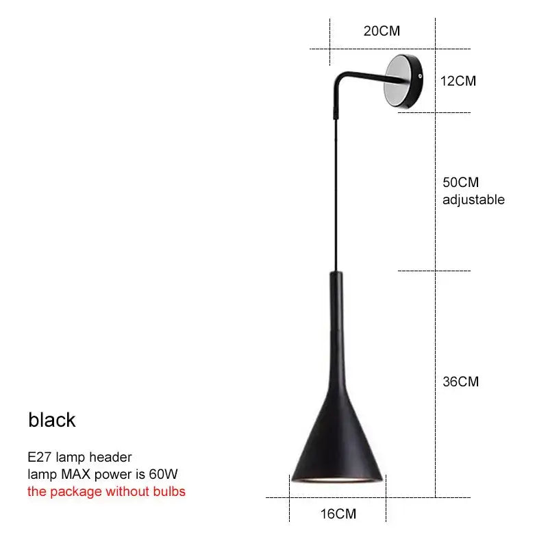 Modern matte black nordic led wall light bedroom reading sconce