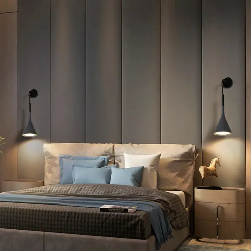 Modern matte black nordic led wall light bedroom reading sconce