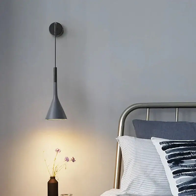 Modern matte black nordic led wall light bedroom reading sconce