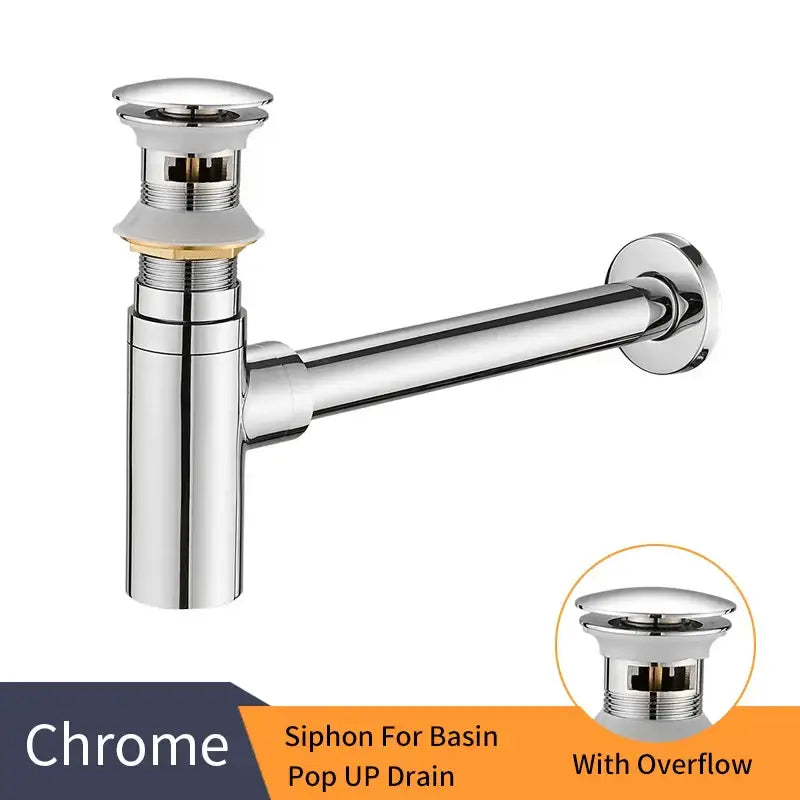 Modern matte black round bottle trap with pop up drain bathroom