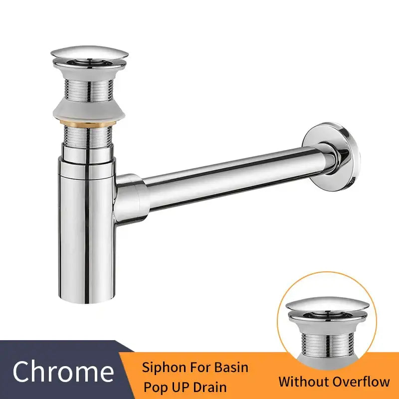 Modern matte black round bottle trap with pop up drain bathroom