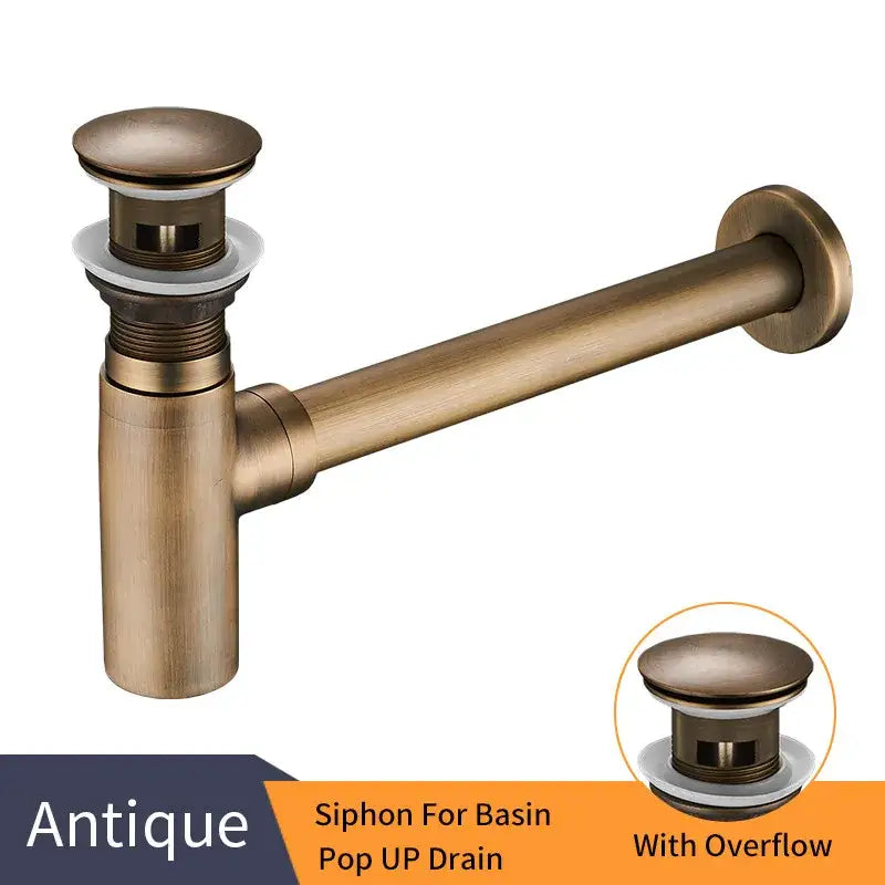 Modern matte black round bottle trap with pop up drain bathroom