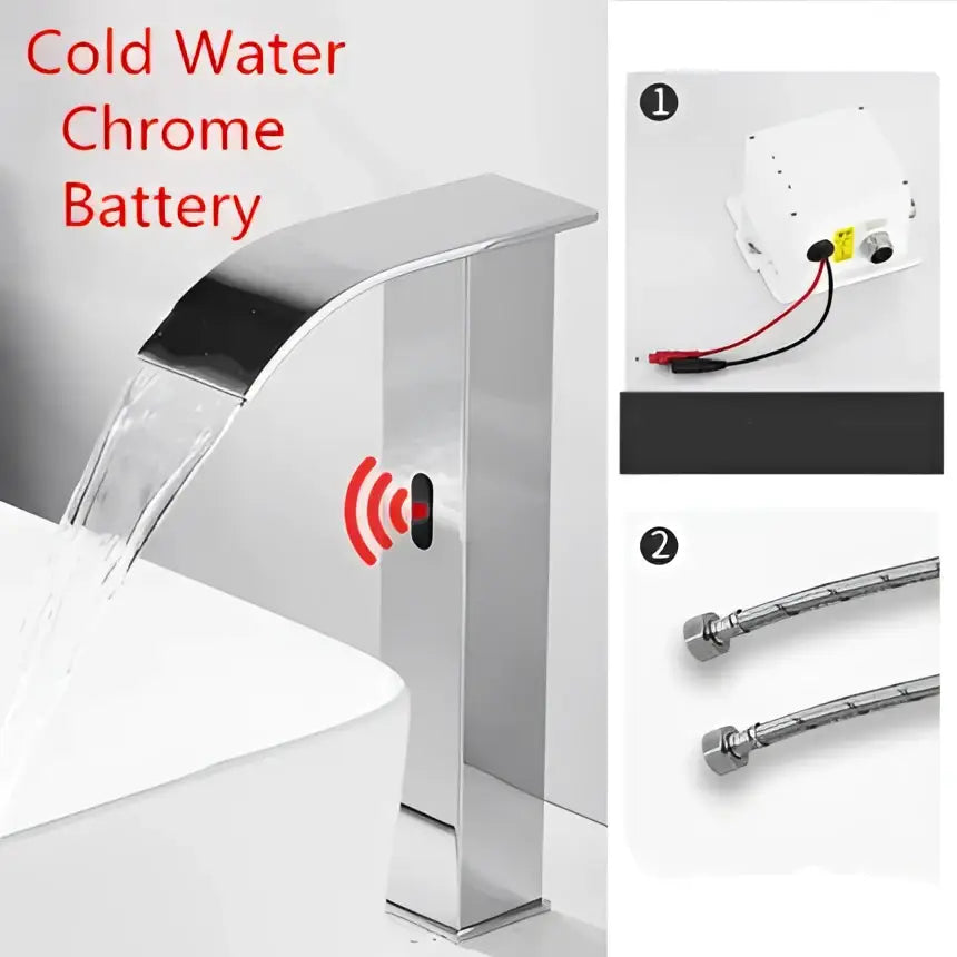 Modern matte black sensor waterfall basin faucet bathroom mixer
