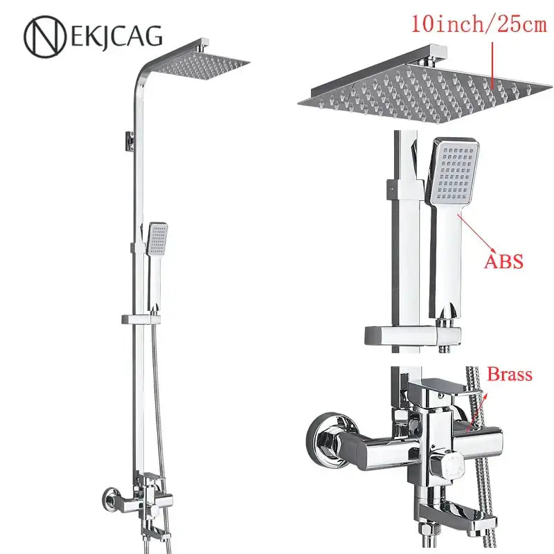 Modern matte black shower faucet set with waterfall bathtub tap